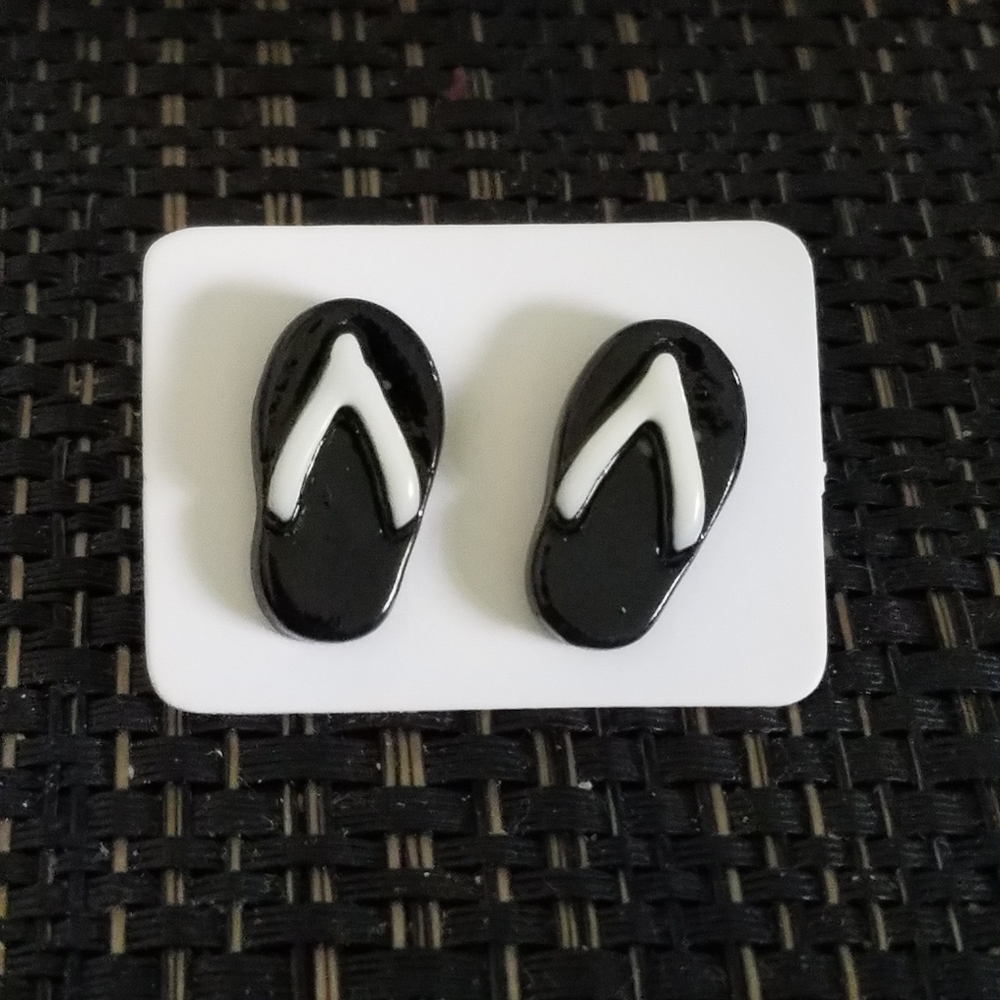Black Flip Flop Earrings